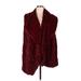 A by Adrienne Landau Coat: Mid-Length Burgundy Leopard Print Jackets & Outerwear - Women's Size 1X