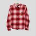 Disney Tops | Disney Mickey Mouse Embroidered Long Sleeve Flannel Shirt Size Large | Color: Red | Size: L