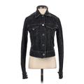 Theory Denim Jacket: Short Black Print Jackets & Outerwear - Women's Size P