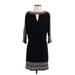 White House Black Market Casual Dress - Party Keyhole 3/4 sleeves: Black Dresses - Women's Size Small