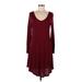 dearcase Casual Dress - A-Line Scoop Neck Long sleeves: Burgundy Solid Dresses - Women's Size Medium