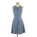 BCBGMAXAZRIA Cocktail Dress - A-Line: Blue Houndstooth Dresses - Women's Size 4