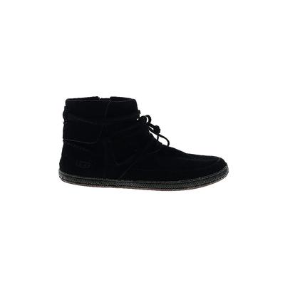 Ugg Ankle Boots: Black Solid Shoes - Women's Size 10 - Round Toe