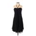 White House Black Market Casual Dress - A-Line Plunge Sleeveless: Black Print Dresses - Women's Size 0