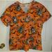 Disney Tops | Disney Mickey Minnie Mouse Halloween Women's Scrub Top Happy Hauntings Size L | Color: Orange | Size: L