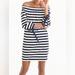 J. Crew Dresses | J. Crew Off The Shoulder Striped Cotton Mini Dress Size L | Color: Blue/White | Size: L