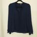 Zara Tops | 3/$15 Zara Basic Blue Pleated Front Sheer Long Sleeve Blouse | Color: Blue | Size: M