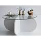 Table basse ronde moderne blanche et verre trempé Lova 75cm