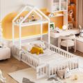 Lit enfant 90 x 200cm, lit simple cadre de lit enfant en bois massif avec espace de rangement,