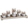 Porte-bougies de thé Set de décoration 7 pièces avec plateau - blanc antique - Bougies Décoration