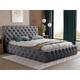 Lit design 200x200 Glory - Glamour Style Chesterfield - Lit Double avec rangement & Sommier à Latte