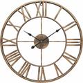 15.7 Inch Large Roman Numerals Wall Clock, Silent No Tick Battery Powered Quartz Round Large Metal