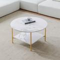 Wishdor - Table basse fixe Table basse Table de canapé moderne. table d'appoint ronde salon. Blanc