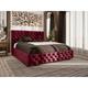 Lit double 140x200 avec tiroir de lit Monaco - Lit design Chesterfield - Rouge (Monolith 59) - Rouge