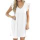 Womens Summer Sleeveless Mini Dress Casual Loose V Neck Sundress with,Summer Dresses for Women (White,L)