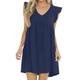 Womens Summer Sleeveless Mini Dress Casual Loose V Neck Sundress with,Summer Dresses for Women (Dark blue,L)