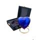 Blue Cremation Urn for Ashes Keepsake Heart Urn with Black Box and Brass Stand Mini urn for Your Loved one Adult & Funeral Burial for Adults and Infants