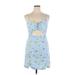 Derek Heart Cocktail Dress - A-Line Sweetheart Sleeveless: Blue Print Dresses - Women's Size X-Large