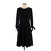 Ann Taylor LOFT Casual Dress - A-Line Crew Neck 3/4 sleeves: Black Print Dresses - Women's Size 2