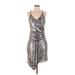Adelyn Rae Cocktail Dress - Party Plunge Sleeveless: Silver Dresses - Women's Size Small