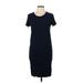 James Perse Casual Dress - DropWaist Scoop Neck Short sleeves: Black Print Dresses - Women's Size Large