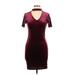 Ambiance Cocktail Dress - Mini: Burgundy Solid Dresses - Women's Size Large