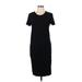 James Perse Casual Dress - DropWaist Crew Neck Short sleeves: Black Solid Dresses - Women's Size Large