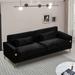 85.44" Velvet Upholstered Sofa with 2 Throw Pillows, Modern Soft Square Armrest Sofa with Golden Metal Legs for Living Room