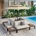 8 Pieces Patio Sectional sofa set, E-coating Steel frame Conversation Sets with Built-in Side Table , Grey Cushion