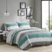 Full Comforter Set with Bed Sheets Aqua/Grey