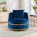 Velvet Accent Chair 360° Swivel Chair Barrel Chair Single Sofa Chair Over-Sized Chair Living Room Lounge Chair w/ Pillow