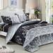 California King Bedding Set Duvet & Pillow Shams Black Paisley