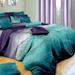 3pc Queen Full Size Twilight Design Bedding Set Green Purple