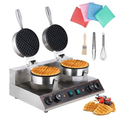 2400W Commercial Double Round Waffle Maker Machine