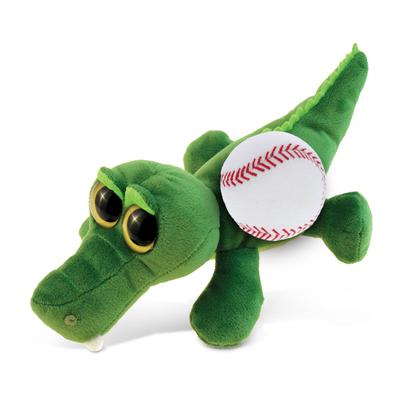 DolliBu Big Eye Alligator Stuffed Animal with Baseball Plush Toy - 6 inches