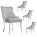 Light Grey Velvet Upholstered Dining Chairs with Mirrored Silver Metal Legs for Kitchen and Dining Room