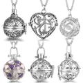 Pendentif d'aromathérapie en acier au titane boule d'ange coeur diffuseur d'huiles essentielles