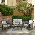 Red Barrel Studio® Kanijah 4 Piece Rattan Sofa Seating Group w/ Cushions Synthetic Wicker/All - Weather Wicker/Wicker/Rattan in Gray | Outdoor Furniture | Wayfair