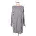 Gap Casual Dress - Sweater Dress Crew Neck Long sleeves: Gray Dresses - Women's Size Medium