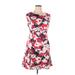 Isaac Mizrahi for Target Casual Dress - A-Line Crew Neck Sleeveless: Red Floral Dresses - Women's Size 10