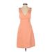 J.Crew Casual Dress - A-Line Plunge Sleeveless: Orange Print Dresses - Women's Size 4