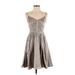 Banana Republic Casual Dress - Fit & Flare: Silver Dresses - Women's Size 0