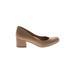 Naturalizer Heels: Pumps Chunky Heel Minimalist Tan Solid Shoes - Women's Size 6 - Round Toe