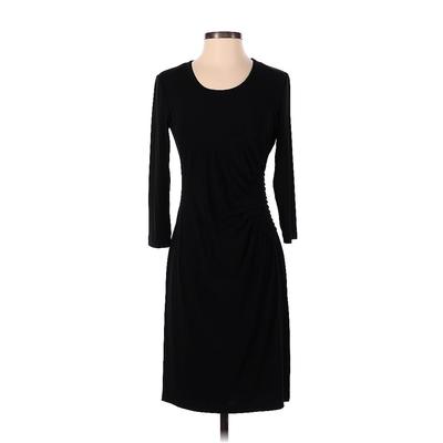 Calvin Klein Casual Dress - Midi Crew Neck 3/4 Sleeve: Black Solid Dresses - Women's Size 4