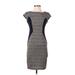 Eva Franco Casual Dress - Sheath Crew Neck Short sleeves: Gray Print Dresses - Women's Size 4