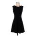 Theory Casual Dress - A-Line Crew Neck Sleeveless: Black Print Dresses - Women's Size 2