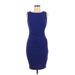 Bisou Bisou Cocktail Dress - Sheath High Neck Sleeveless: Blue Solid Dresses - Women's Size 6