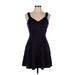 BCBGeneration Casual Dress - Mini V Neck Sleeveless: Black Print Dresses - Women's Size 6