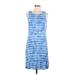 Workshop Casual Dress Scoop Neck Sleeveless: Blue Tie-dye Dresses - Women's Size Large