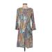 Tommy Hilfiger Casual Dress - Shift High Neck 3/4 sleeves: Teal Print Dresses - New - Women's Size 4 - Paisley Wash
